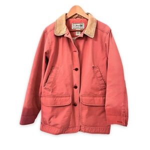 VTG Lands’ End Distressed Barn Jacket Chore Coat Faded Brick Red Broken-In 90s